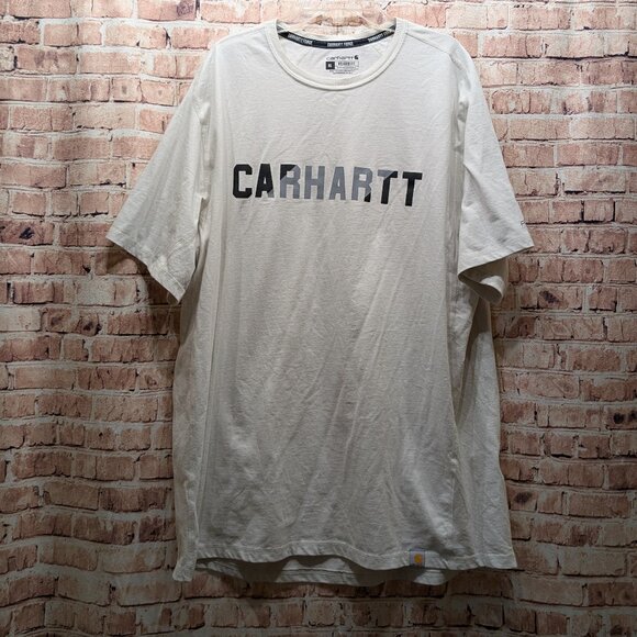 Carhartt FORCE T-Shirt with Black Logo Relaxed Fit Cream Size XL - Picture 1 of 11